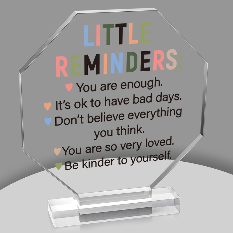 Yopyame Acrylic Inspirational Gift Ideas - Little Reminders You are Enough Acrylic Gift for Women Men Friends Coworker Inspirational Motivational Keepsake Paperweight Clear Desk Sign Office Home Decor - Image 1